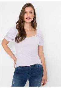 Shirt z rękawami bufkami bonprix w kolorze bzu. Kolor: fioletowy #5