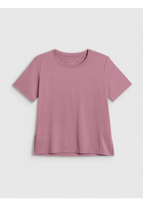 4f - 4F Koszulka treningowa loose szybkoschnąca damska - beżowa XXL. Kolor: beżowy. Sport: fitness