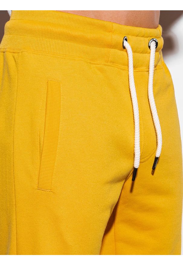 Ombre Clothing - Krótkie spodenki męskie dresowe W238 - żółte - XXL. Kolor: żółty. Materiał: dresówka. Długość: krótkie