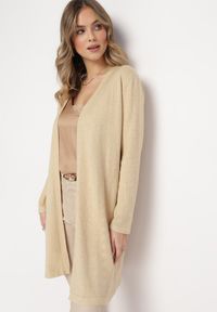 Born2be - Beżowy Kardigan Niezapinany Santtase. Kolor: beżowy. Sezon: jesień, zima #3