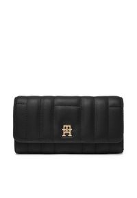 TOMMY HILFIGER - Tommy Hilfiger Duży Portfel Damski Feminine Lrg Flap AW0AW17475 Czarny. Kolor: czarny. Materiał: skóra