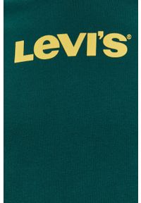 Levi's® - Levi's Bluza bawełniana męska kolor zielony z kapturem z nadrukiem. Okazja: na spotkanie biznesowe, na co dzień. Typ kołnierza: kaptur. Kolor: zielony. Materiał: bawełna. Wzór: nadruk. Styl: casual, biznesowy