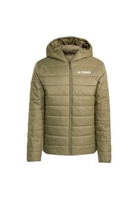 Adidas - Kurtka z kapturem z ociepleniem Terrex Multi Essentials CLIMAWARM. Typ kołnierza: kaptur. Kolor: beżowy. Materiał: puch. Technologia: ClimaWarm (Adidas). Sport: turystyka piesza