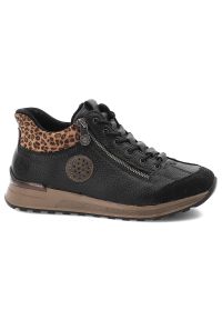 Czarne Sneakersy Rieker Ocieplane Obuwie Damskie. Okazja: na co dzień. Zapięcie: zamek. Kolor: czarny. Materiał: skóra ekologiczna. Styl: casual, sportowy, klasyczny #4