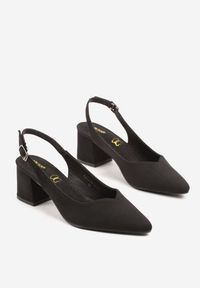 Renee - Czarne Sandały Vices na Słupku Slingback ze Skórzaną Wkładką Ciaravien. Okazja: na co dzień. Zapięcie: sprzączka. Kolor: czarny. Materiał: skóra. Obcas: na słupku. Styl: klasyczny, casual, elegancki