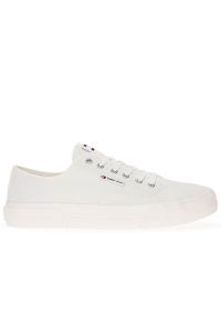 TOMMY HILFIGER - Buty Tommy Hilfiger Lace-Up Canvas EM0EM01365-YBL - białe. Okazja: na co dzień. Kolor: biały. Materiał: bawełna, skóra, tkanina, guma. Szerokość cholewki: normalna