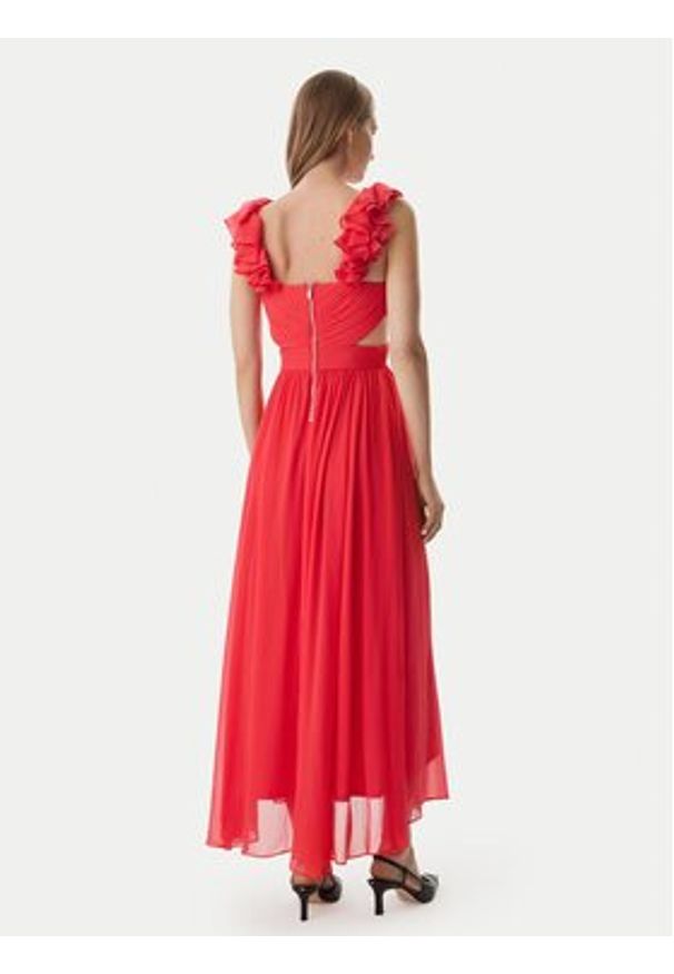 Morgan Sukienka wieczorowa 251-RISSAL Koralowy Regular Fit. Kolor: pomarańczowy. Materiał: syntetyk. Styl: wizytowy