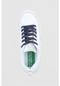 United Colors of Benetton Buty skórzane kolor biały na płaskiej podeszwie. Nosek buta: okrągły. Zapięcie: sznurówki. Kolor: biały. Materiał: skóra. Obcas: na płaskiej podeszwie #3