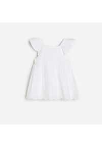 Reserved - Bawełniana sukienka z haftem - Biały. Kolor: biały. Materiał: bawełna. Wzór: haft #1