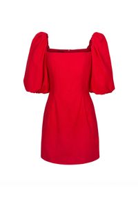 ICON - Czerwona sukienka z bufkami Tulipe. Okazja: na co dzień. Kolor: czerwony. Typ sukienki: dopasowane. Styl: casual. Długość: mini #3