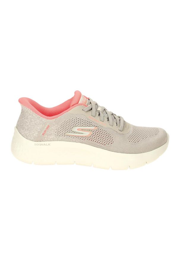 skechers - Kapcie SKECHERS GO WALK FLEX SAFIYA Beżowy. Kolor: brązowy. Materiał: tkanina. Model: Skechers Sport