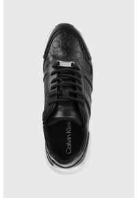 Calvin Klein buty skórzane kolor czarny. Nosek buta: okrągły. Zapięcie: sznurówki. Kolor: czarny. Materiał: skóra #5