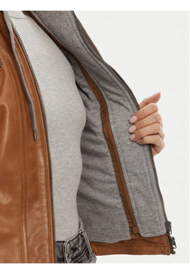 Serge Pariente Kurtka skórzana 77040 Brązowy Regular Fit. Kolor: brązowy. Materiał: skóra