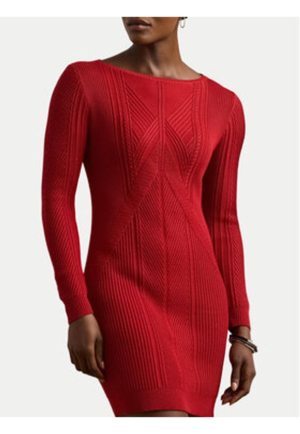 Lauren Ralph Lauren - LAUREN RALPH LAUREN Sukienka dzianinowa 200971346001 Czerwony Slim Fit. Kolor: czerwony. Materiał: bawełna