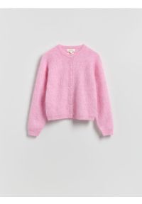 Reserved - Kardigan z wełną i moherem - różowy. Kolor: różowy. Materiał: moher, wełna #1