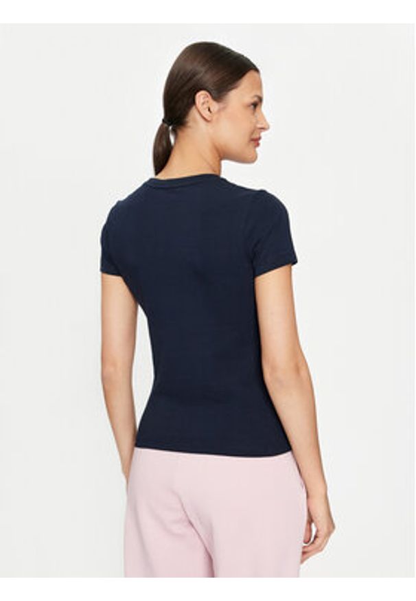Guess Jeans T-Shirt W4YI01 J1314 Granatowy Slim Fit. Kolor: niebieski. Materiał: bawełna