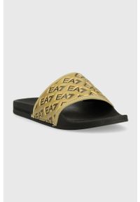 EA7 Emporio Armani klapki XCP010 XK340 M700 kolor złoty. Kolor: złoty. Materiał: materiał, guma #3