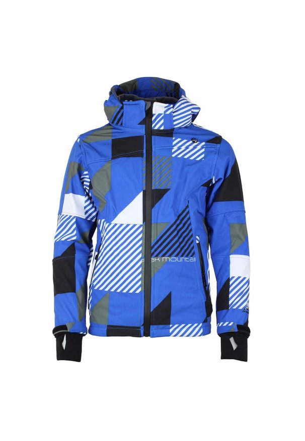 PEAK MOUNTAIN - Kurtka softshell z nadrukiem Peak Mountain Cover. Kolor: wielokolorowy, niebieski, szary. Materiał: softshell. Wzór: nadruk
