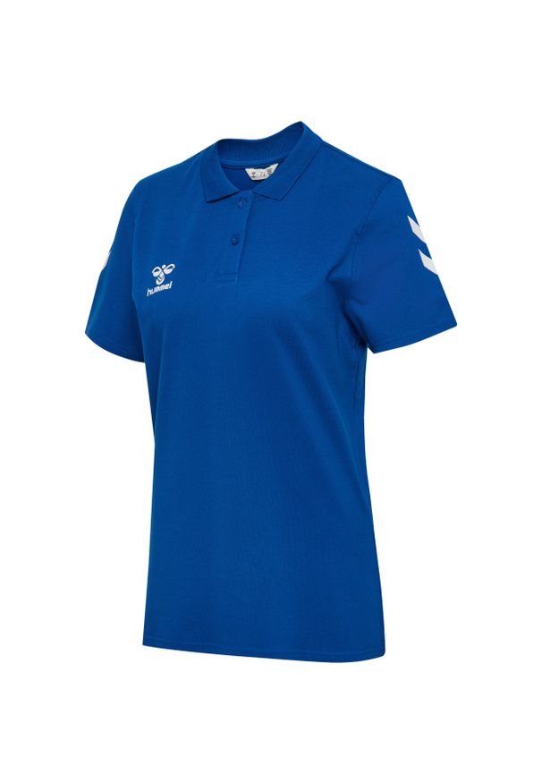 Damska koszulka polo Hummel Go 2.0 Chevron. Okazja: na co dzień. Typ kołnierza: polo. Kolor: niebieski. Styl: casual
