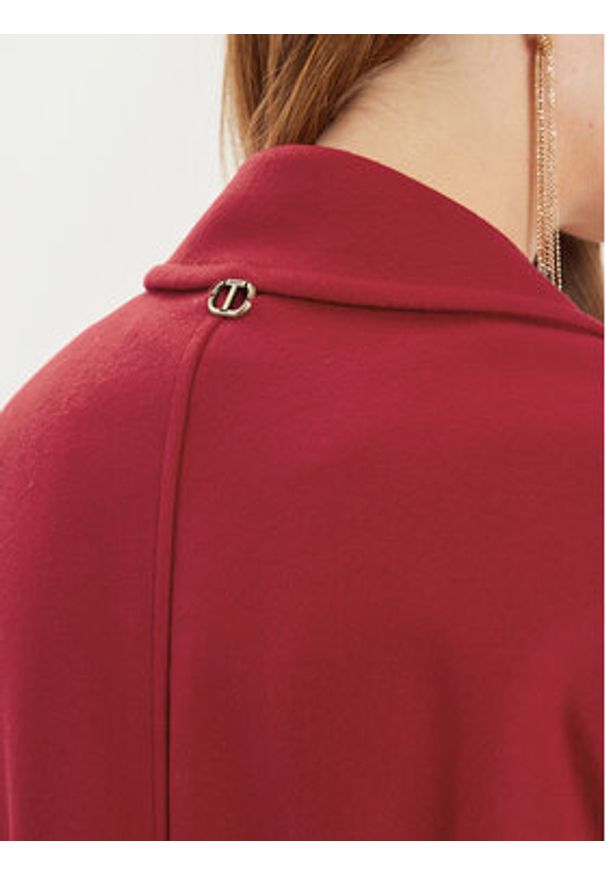 TwinSet - TWINSET Płaszcz wełniany 242TT2203 Czerwony Loose Fit. Kolor: czerwony. Materiał: wełna