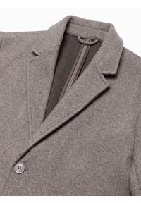 Ombre Clothing - Męski lekki płaszcz jednorzędowy - jasnobrązowy V4. Kolor: brązowy. Materiał: poliester, materiał. Wzór: melanż #6