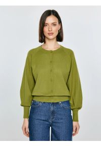 Big-Star - Kardigan damski z wiskozy zielony Suzana 301. Okazja: na co dzień. Kolor: zielony. Materiał: wiskoza. Długość rękawa: krótki rękaw. Styl: casual, elegancki, klasyczny #1