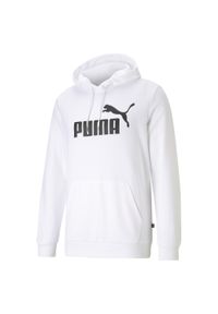 Puma - Męska bluza z kapturem i dużym logo z kolekcji Essentials PUMA White. Typ kołnierza: kaptur. Kolor: biały. Materiał: prążkowany. Sport: joga i pilates #1