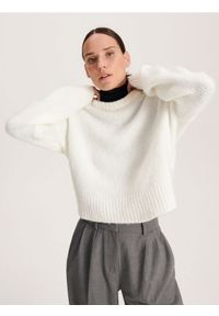 Reserved - Sweter z miękkiej dzianiny - złamana biel. Materiał: dzianina #1