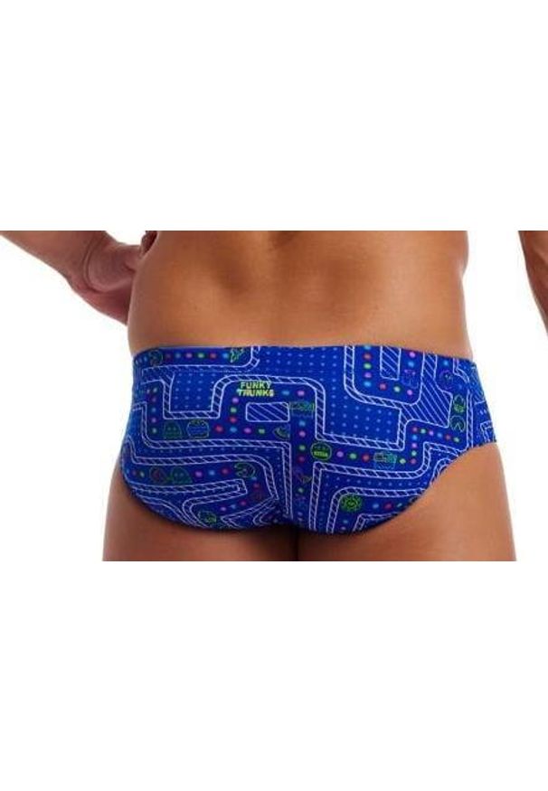 FUNKY TRUNKS - Kąpielówki męskie Funky Trunks Much Munchies - slipy. Kolor: niebieski