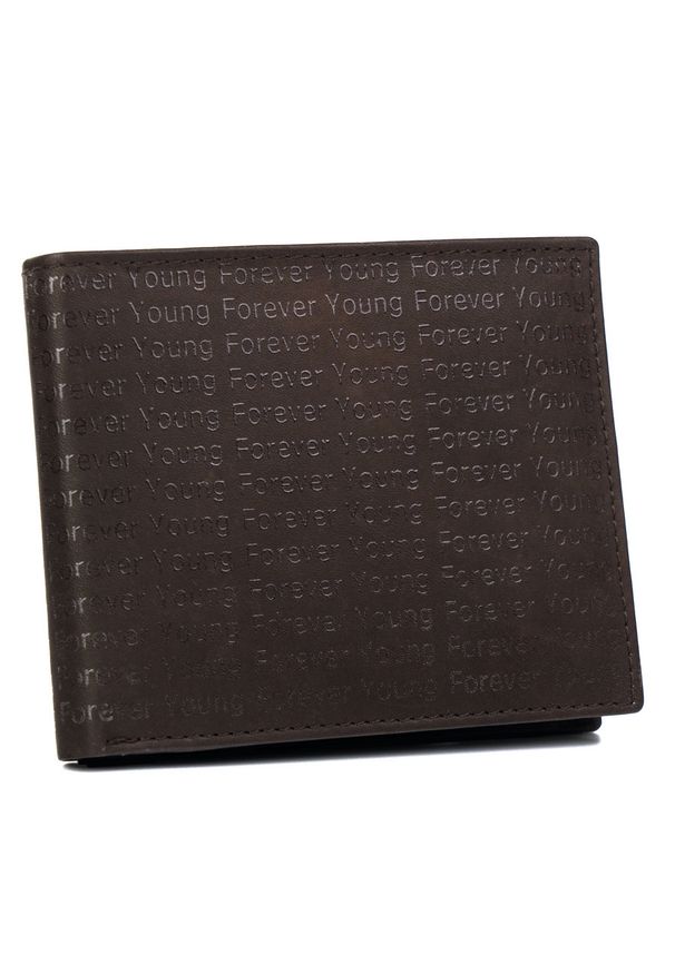 FOREVER YOUNG - Portfel skórzany Forever Young 701-SPG BROWN c. brązowy. Kolor: brązowy. Materiał: skóra. Wzór: aplikacja, gładki