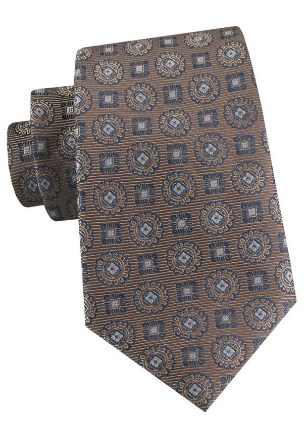 Męski Krawat - Brązowy w Grochy - Alties. Kolor: beżowy, wielokolorowy, brązowy. Materiał: tkanina. Wzór: grochy. Styl: elegancki, wizytowy