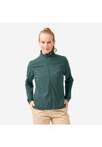 INESIS - Kurtka do golfa damska Inesis RW500 hydrofobowa wiatroszczelna. Typ kołnierza: golf. Kolor: zielony. Materiał: poliester, materiał, elastan. Sport: golf #1