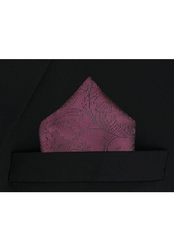Poszetka Męska, Elegancka - Alties - Kolor Wina, Burgund, Faktura w Kwiaty. Kolor: czerwony. Materiał: poliester. Wzór: kwiaty