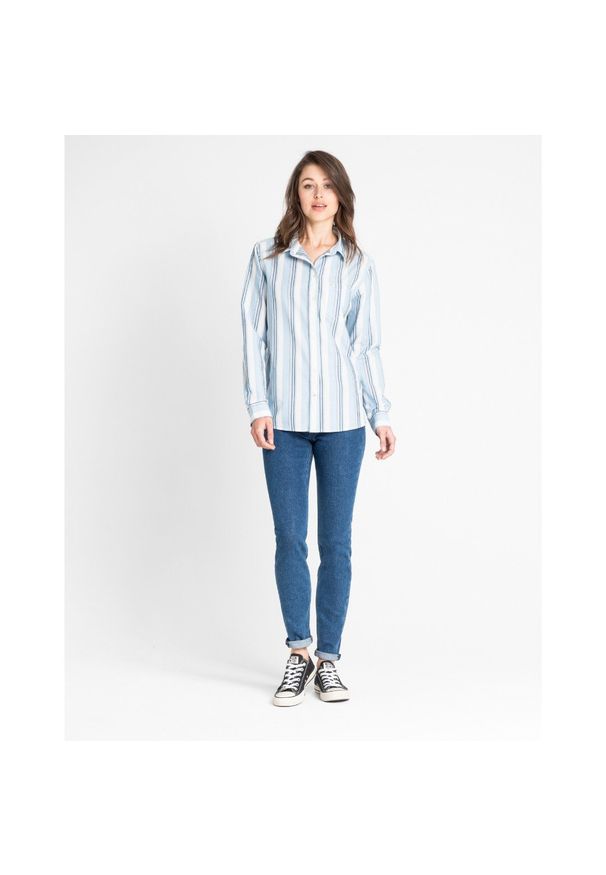 Lee - LEE ONE POCKET SHIRT DAMSKA KOSZULA PASKI SKY BLUE L46KUGLM 112110943. Wzór: paski