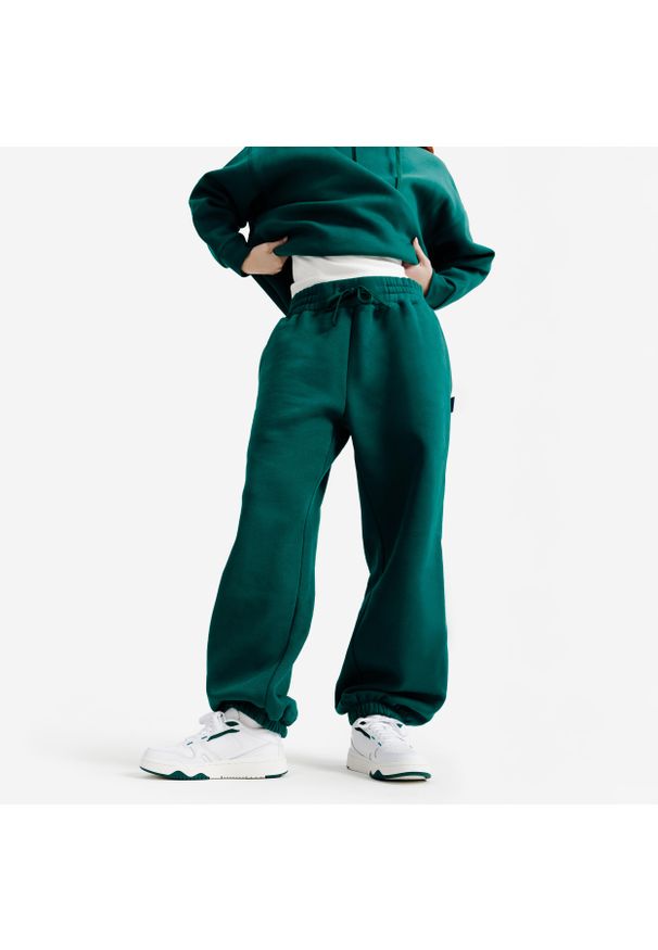 Decathlon - Spodnie damskie Elementals. Kolor: zielony. Materiał: poliester, bawełna, materiał