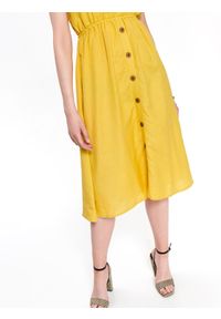 TOP SECRET - Sukienka damska gładka. Kolor: żółty. Wzór: gładki. Typ sukienki: koszulowe #8
