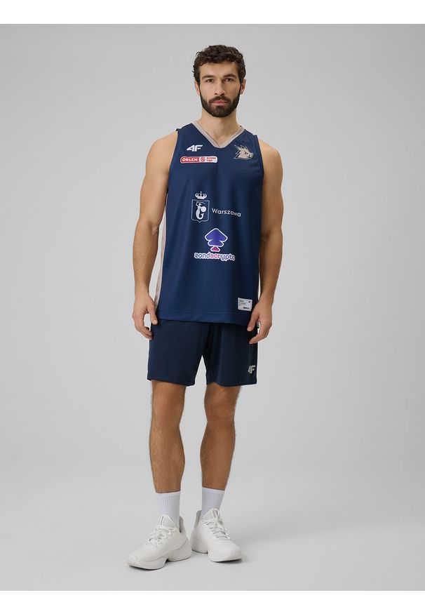 4f - 4F Koszulka meczowa replika wyjazdowa z sezonu 2025/26 męska 4F x Dziki Warszawa - granatowa S. Kolor: niebieski. Materiał: materiał. Wzór: nadruk