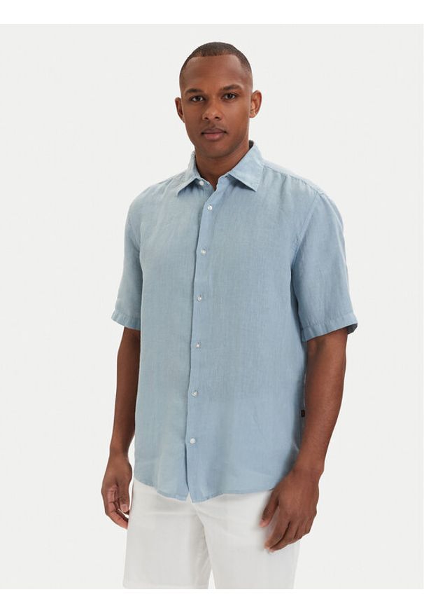 BOSS Koszula 50537382 Niebieski jasny Regular Fit. Kolor: niebieski. Materiał: len