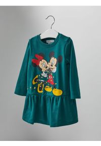 Sinsay - Sukienka z baskinką Mickey Mouse - zielony. Kolor: zielony. Wzór: motyw z bajki