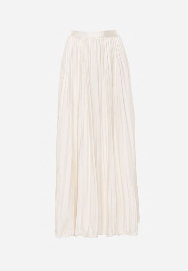 Renee - Beżowa Spódnica High Waist Zdobiona Drobnym Plisowaniem Aniope. Okazja: na co dzień. Stan: podwyższony. Kolor: beżowy. Wzór: aplikacja. Styl: elegancki, casual