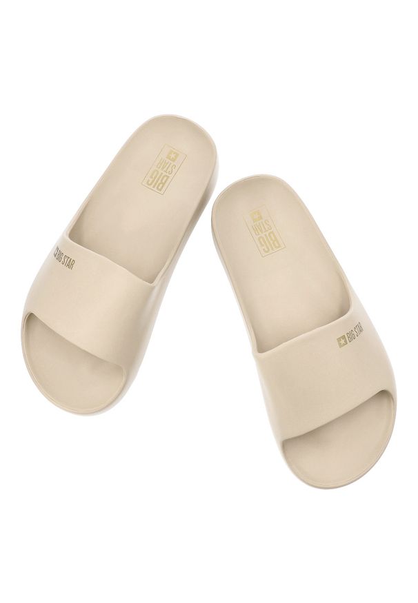 Big-Star - Beżowe Klapki Big Star Wygodne Obuwie Damskie Na Platformie. Okazja: na plażę, na co dzień. Kolor: beżowy. Sezon: lato. Obcas: na platformie. Styl: casual