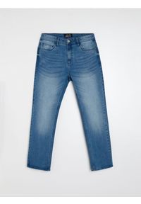 Sinsay - Jeansy regular fit z efektem sprania - niebieski. Kolor: niebieski #1