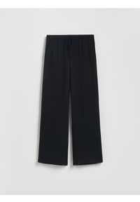 Reserved - Luźne spodnie z domieszką lnu - czarny. Kolor: czarny. Materiał: len #1