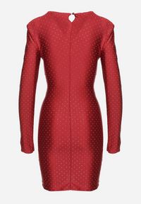 Born2be - Bordowa Koktajlowa Sukienka z Marszczeniem Cyrkoniami i Usztywnionymi Miseczkami Zozirina. Okazja: na co dzień. Kolor: czerwony. Typ sukienki: dopasowane. Styl: wizytowy #4