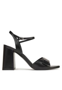 Calvin Klein Sandały Heel Sandal 85 W/Ck Hw - Lth HW0HW02485 Czarny. Kolor: czarny. Materiał: skóra