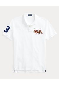 Ralph Lauren - RALPH LAUREN - Biała koszulka polo Custom Slim Fit. Typ kołnierza: polo. Kolor: biały. Materiał: bawełna, prążkowany, materiał. Długość: długie. Wzór: aplikacja, haft #4