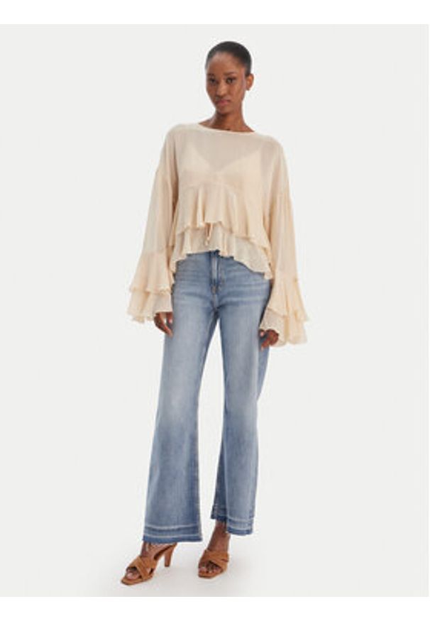 BOSS Bluzka Bleja 50554050 Beżowy Relaxed Fit. Kolor: beżowy. Materiał: wiskoza