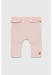 Jamiks legginsy niemowlęce kolor różowy gładkie. Kolor: różowy. Materiał: dzianina. Wzór: gładki #3