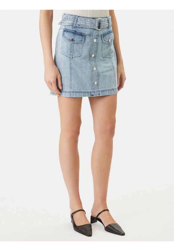 Morgan Spódnica jeansowa 251-JOLAM Błękitny Regular Fit. Kolor: niebieski. Materiał: bawełna