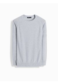 Ombre Clothing - Sweter męski raglanowy z prążkowanymi rękawami – szary melanż V3 - Rozmiar: XXL. Okazja: na co dzień. Kolor: szary. Materiał: prążkowany. Długość rękawa: raglanowy rękaw. Wzór: melanż. Styl: casual #5